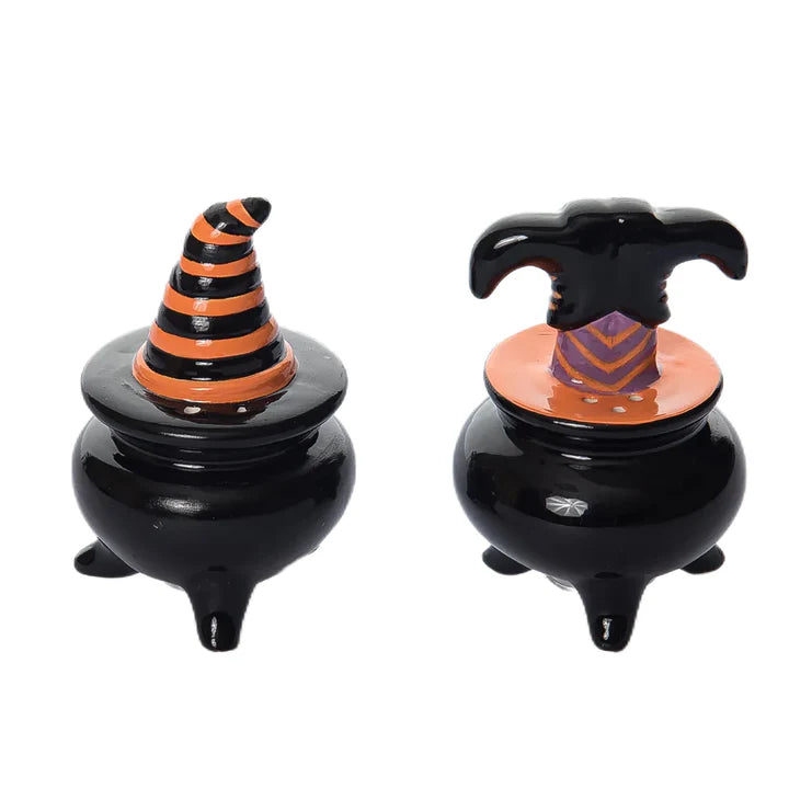 Salt/Pepper Shakers Cauldron with Witch Legs