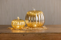 Mercury Glass with Lights Pumpkin, Small