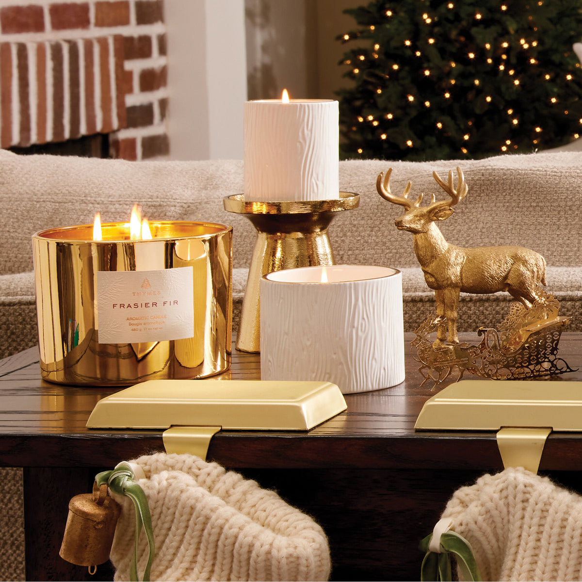 Gold 3 Wick Candle Frasier Fir