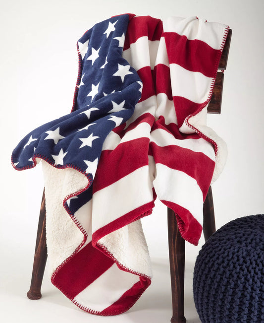 US Flag Sherpa Soft & Cozy Throw Blanket