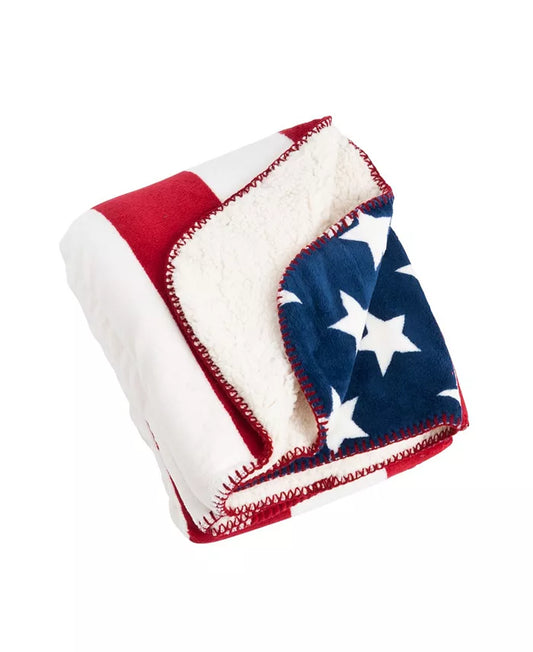 US Flag Sherpa Soft & Cozy Throw Blanket