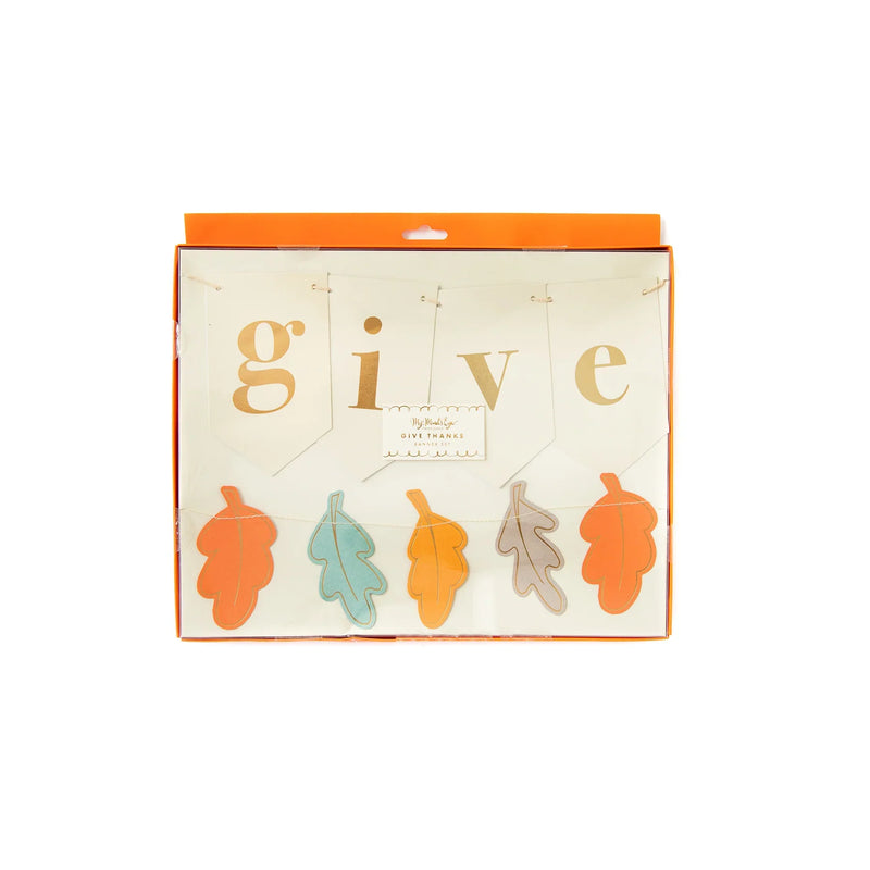 Give Thanks & Leaves Banner Set Boxed