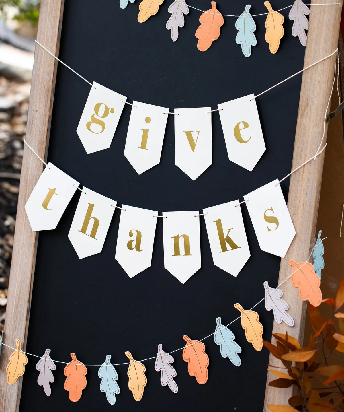 Give Thanks & Leaves Banner Set Boxed