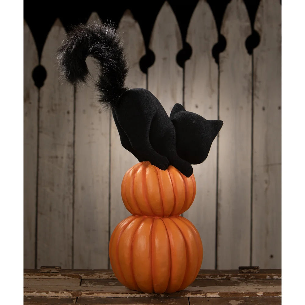 Pumpkin Stack Black Cat - Bethany Lowe