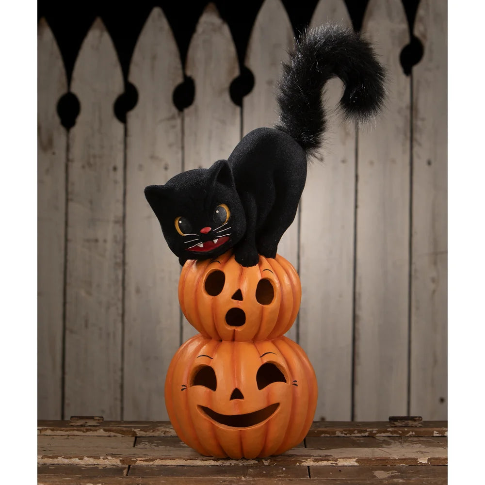 Pumpkin Stack Black Cat - Bethany Lowe