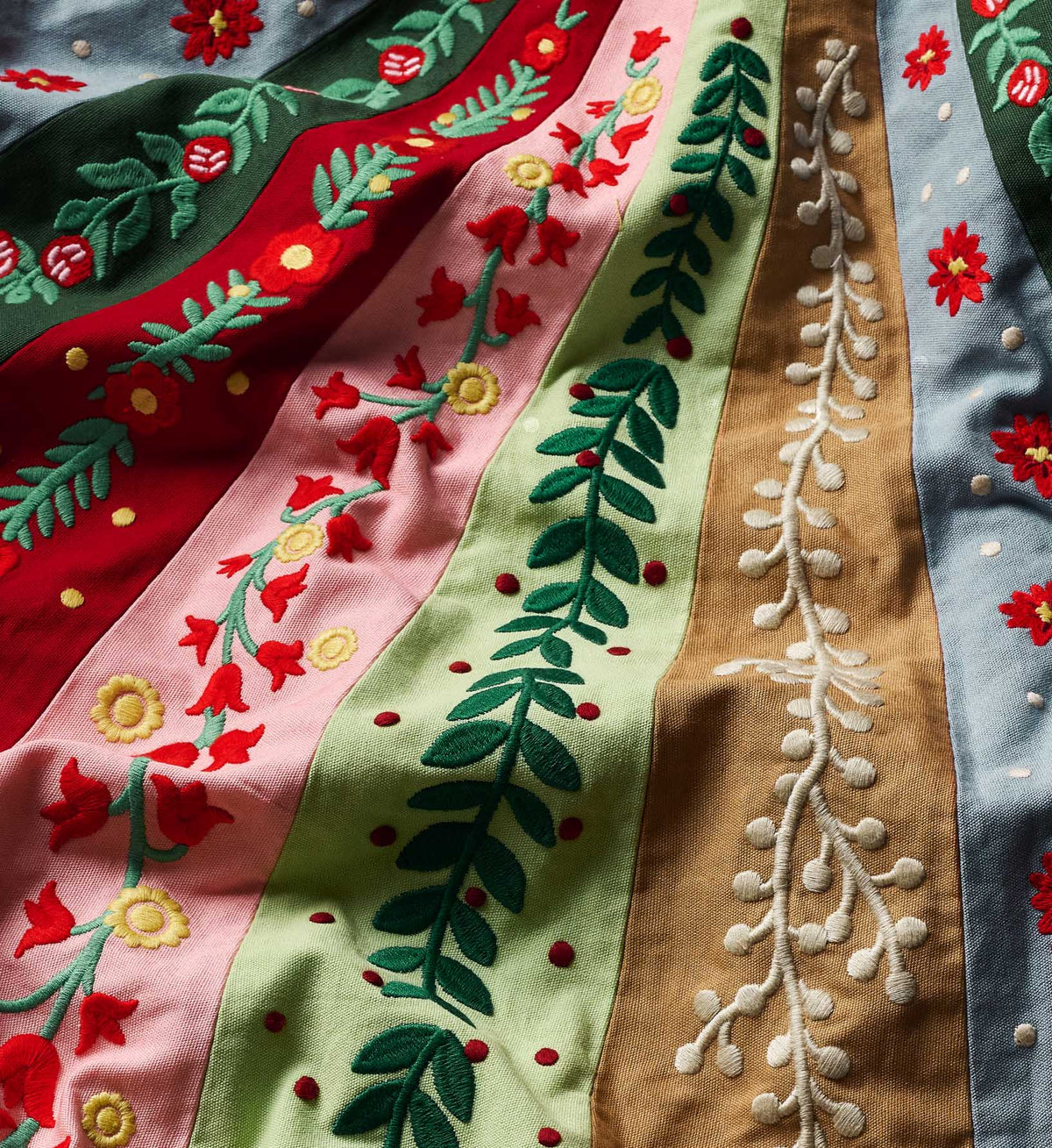 Holly Jolly Embroidered Tree Skirt