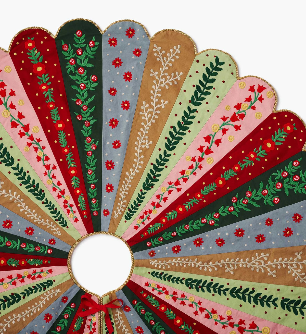 Holly Jolly Embroidered Tree Skirt