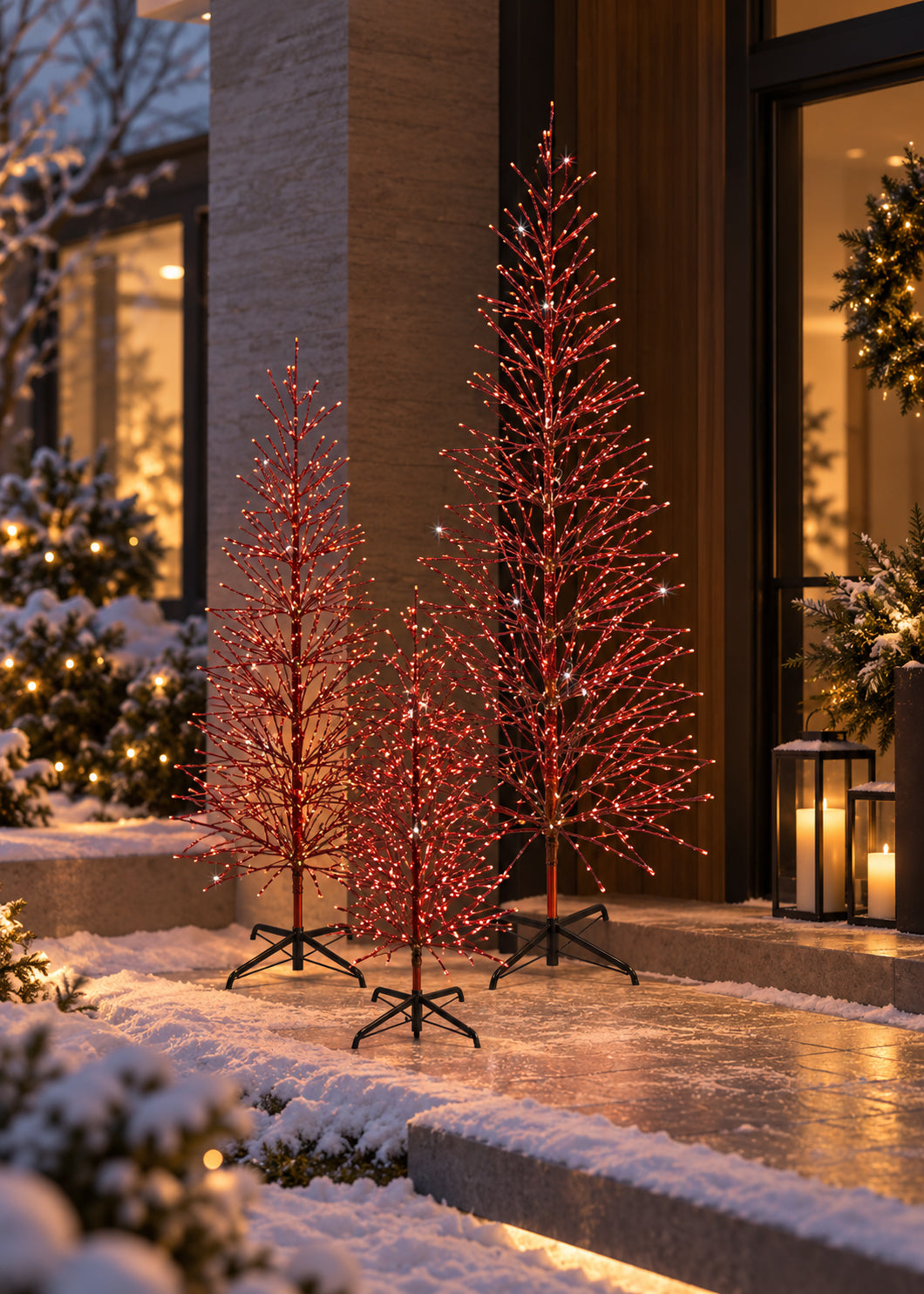Red Twinkle Twig Tree with Green LED Lights