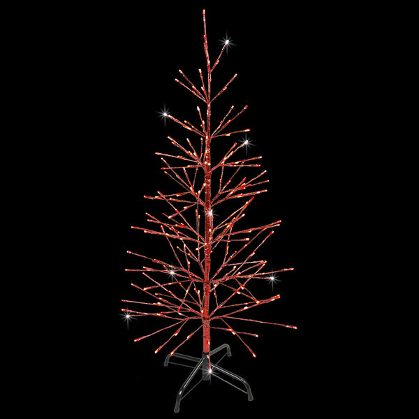 Red Twinkle Twig Tree with Green LED Lights