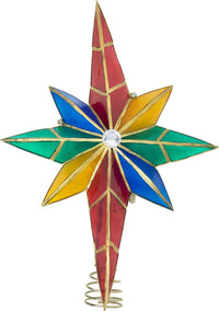 12" Multicolored Capiz Bethlehem Star Tree Topper with Gem