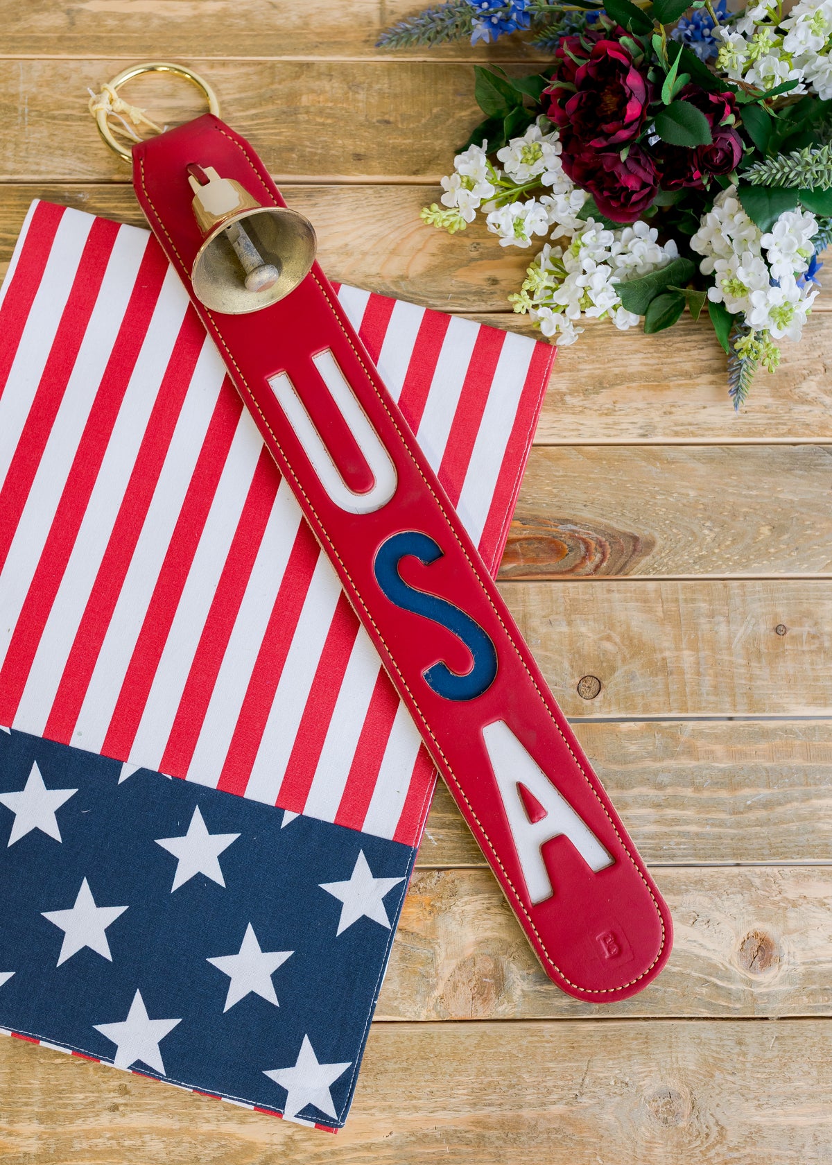 USA Door Chime Patriotic Leather Bell Strap