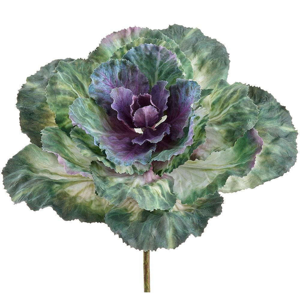 10" Green/Purple Ornamental Cabbage Pick