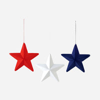 Flocked Faceted Hanging Star, Medium, Assorted