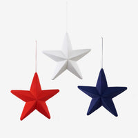 Flocked Faceted Hanging Star, Large, Assorted