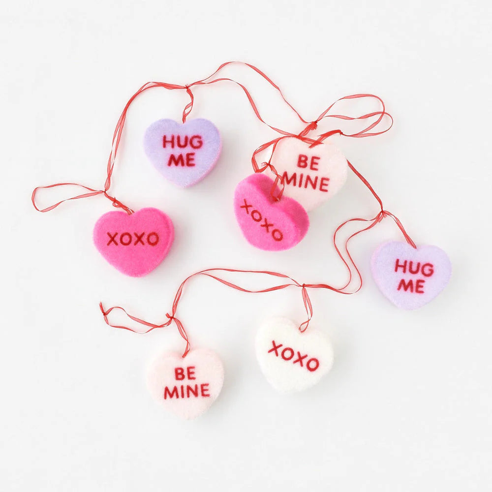 72" Flocked Conversation Hearts Garland