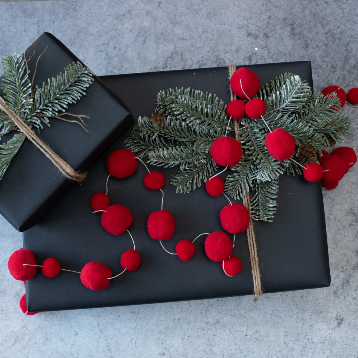 6" Red Pom Pom Garland