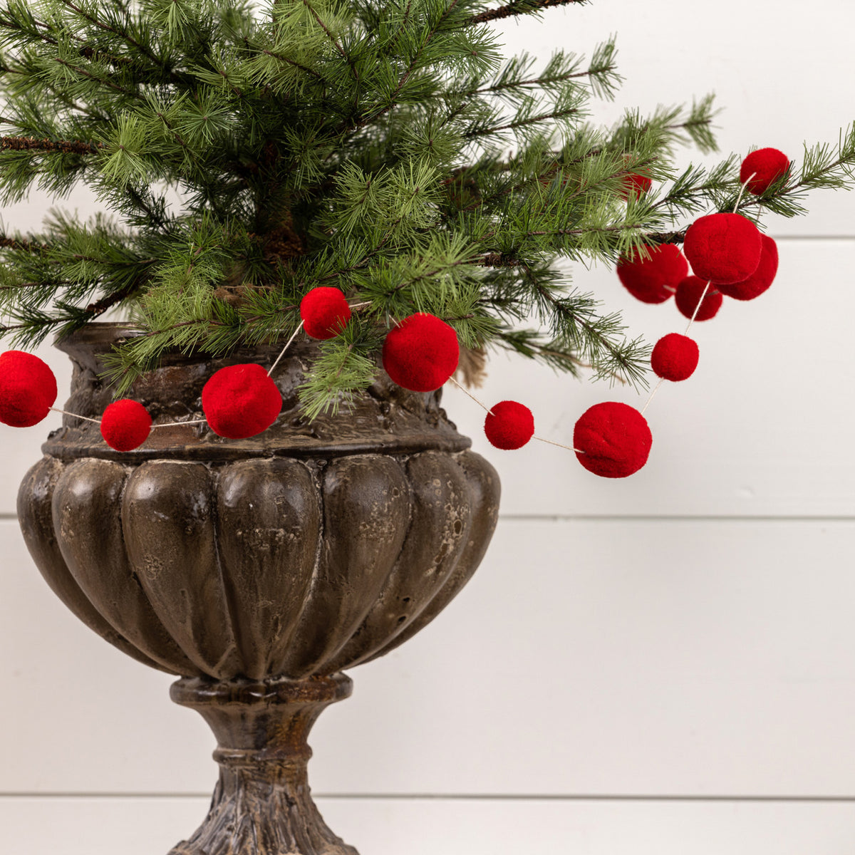 6" Red Pom Pom Garland