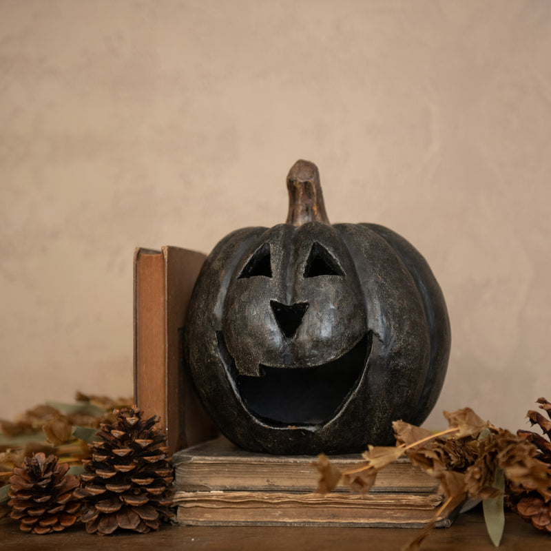 8" Black Pumpkin with Big Mouth