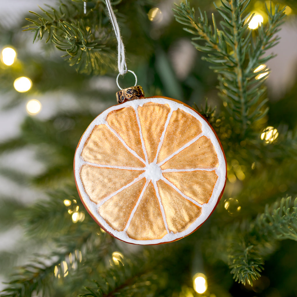 3.5" Orange Slice Glass Ornament