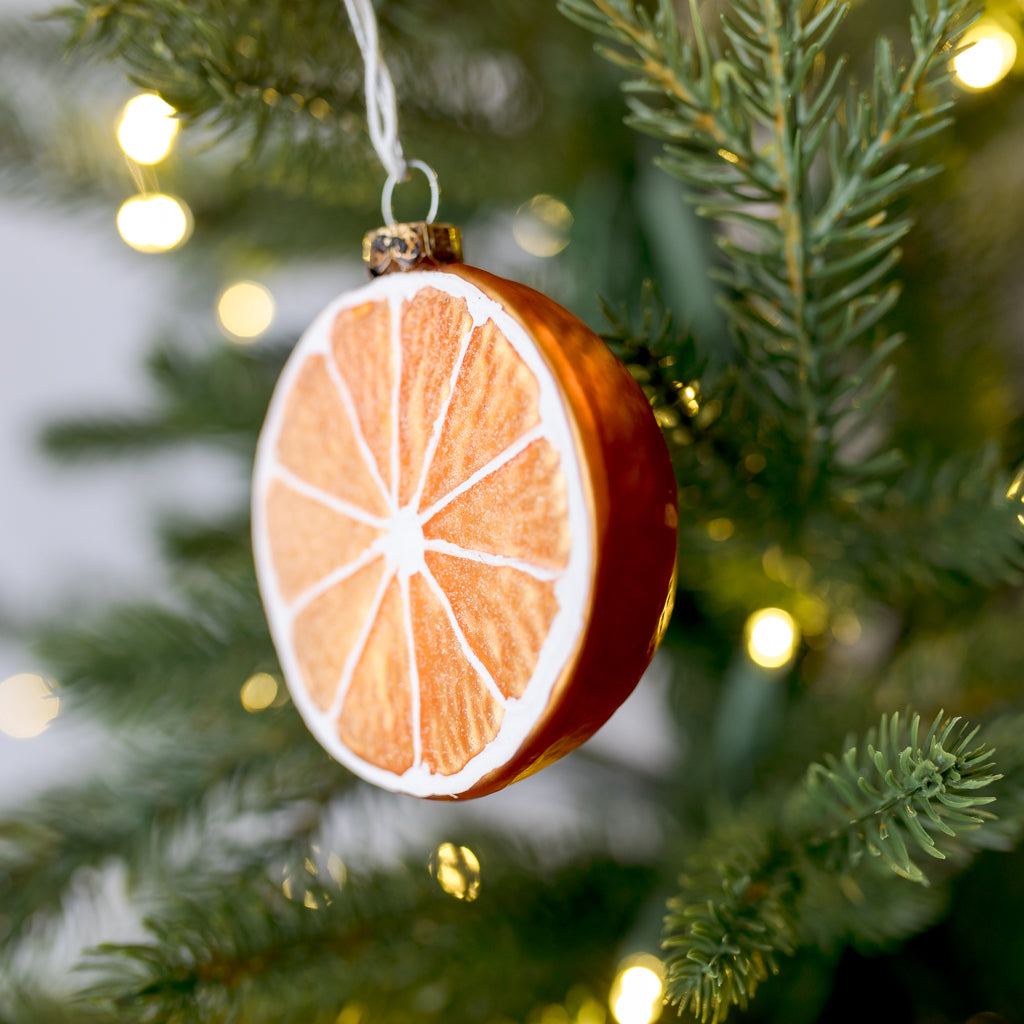 3.5" Orange Slice Glass Ornament