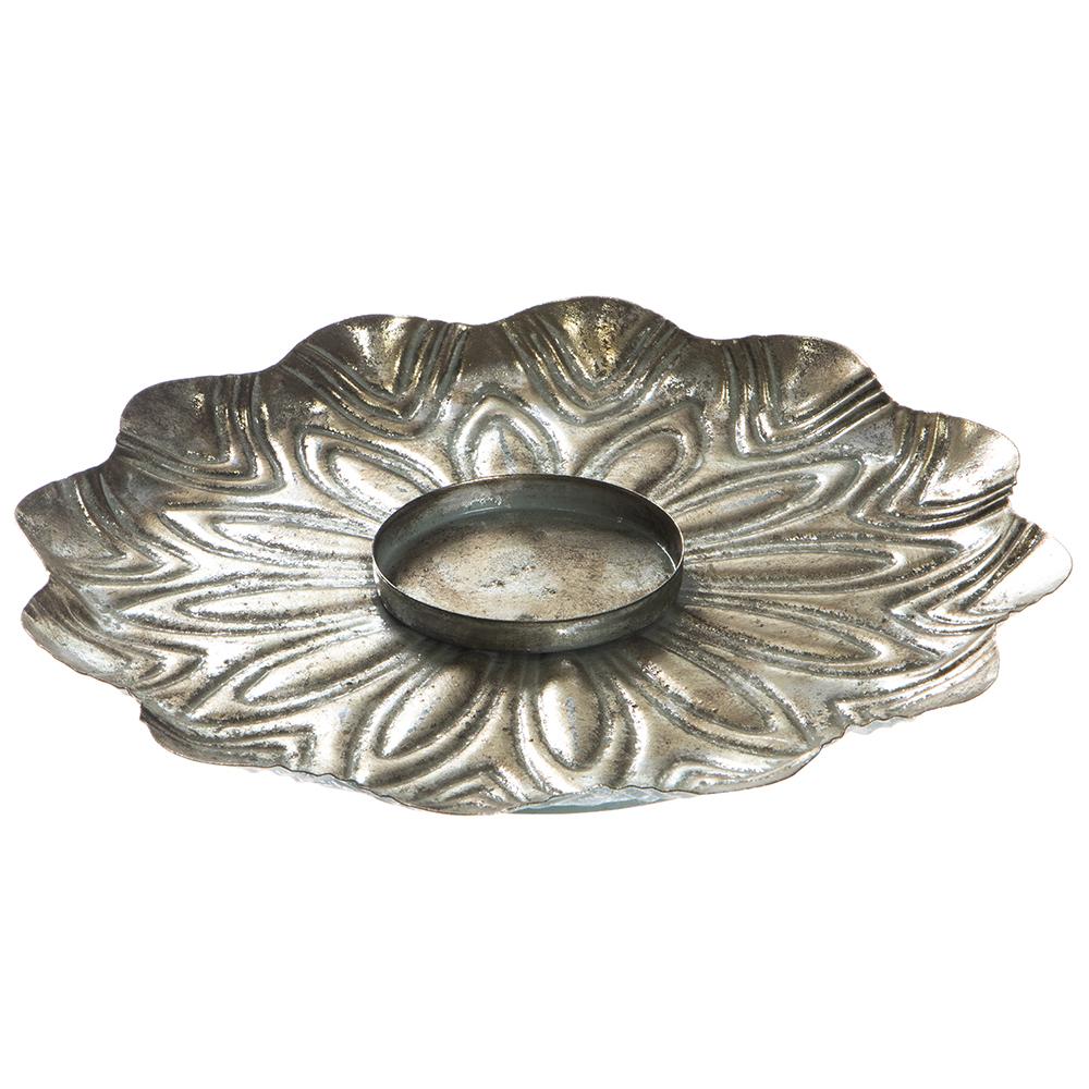 10" Antique Silver Pillar Candleholder