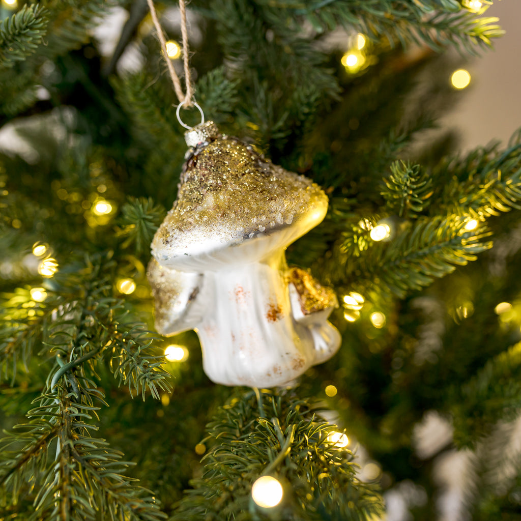 Iced Mushroom Glass Ornament, Assorted