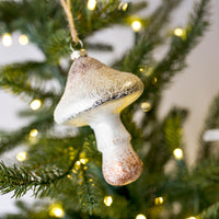 Iced Mushroom Glass Ornament, Assorted