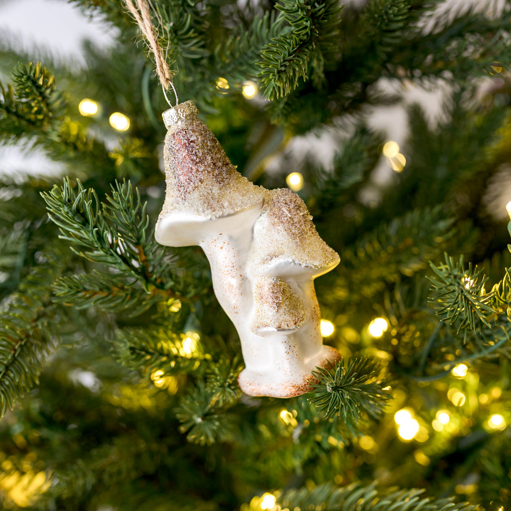 Iced Mushroom Glass Ornament, Assorted