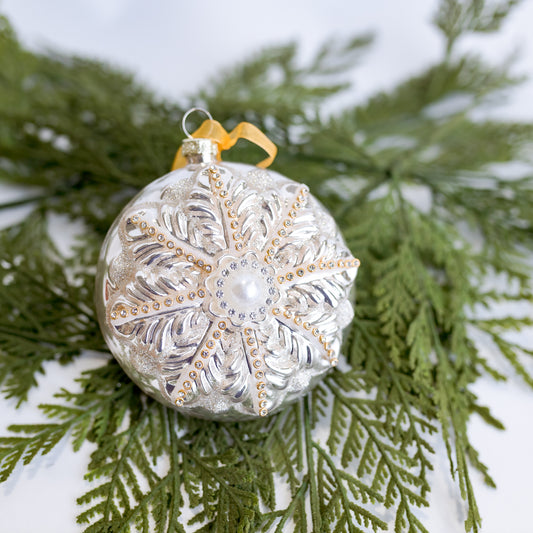 Light Pink Blush Snowflake Glass Ornament (CLR)