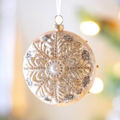 Lt Pink Blush Snowflake Glass Ornament (CLR)