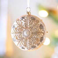 Lt Pink Blush Snowflake Glass Ornament (CLR)