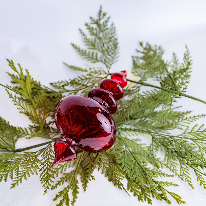 8-10" Ruby Swirl Finial Glass Ornament Assorted