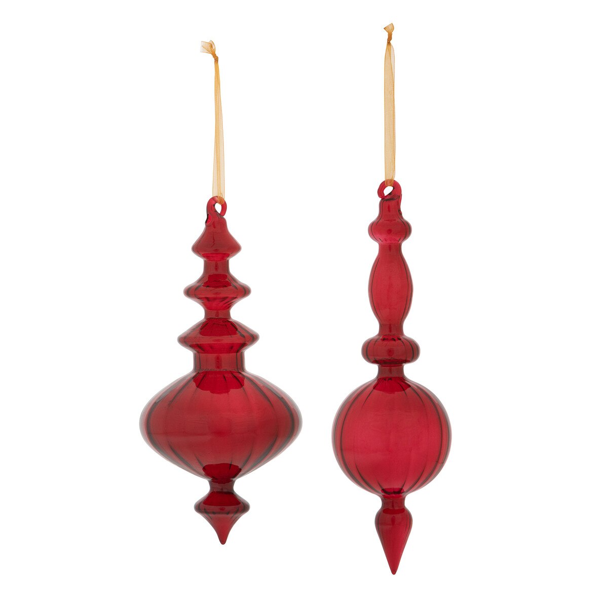 8-10" Ruby Swirl Finial Glass Ornament Assorted