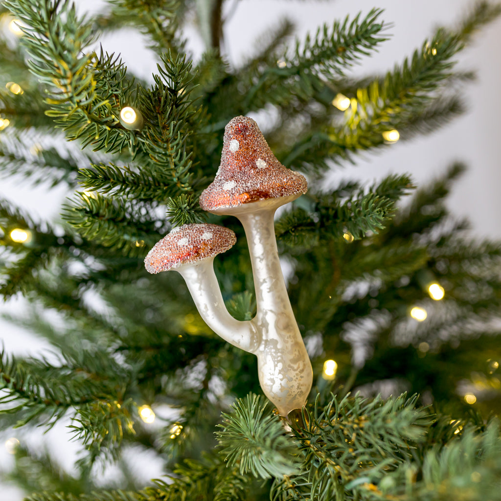 Frosted Mushroom Clip-On Ornament