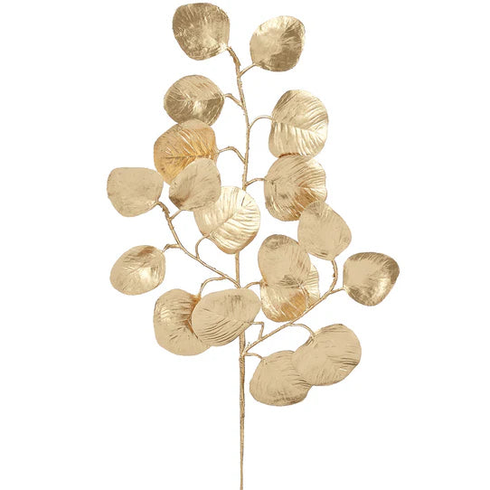 21" Gold Eucalyptus Leaf Spray