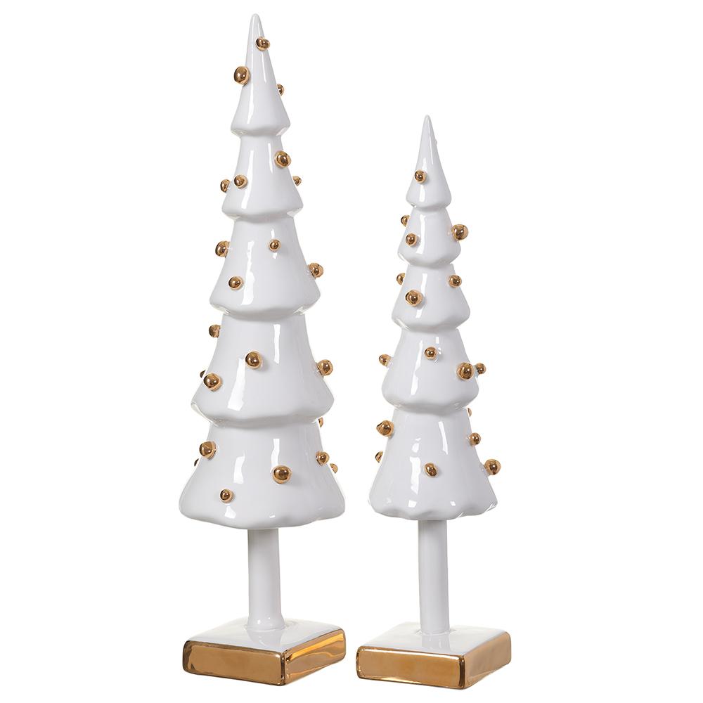 White/Gold Ceramic Tree With Dots, Large