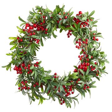 24" Red Green Berry Christmas Wreath