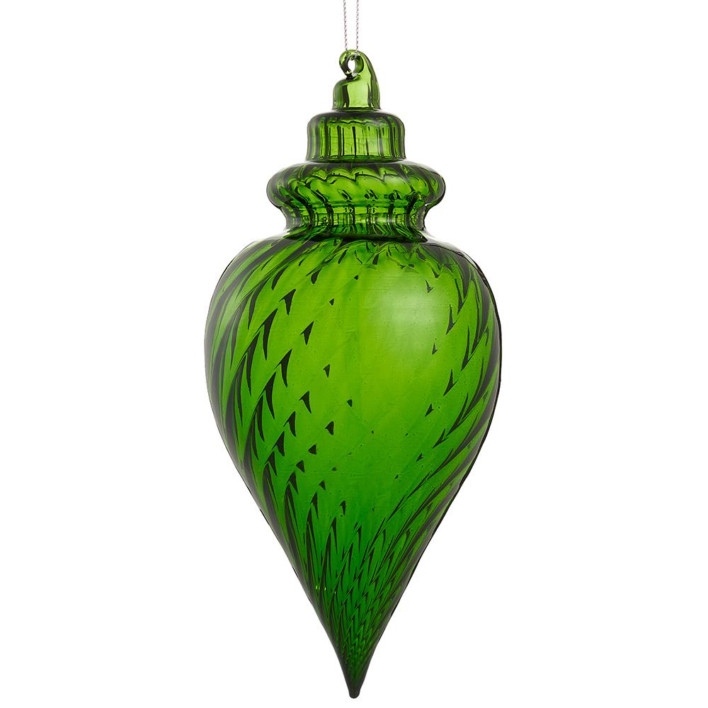 8.5" Green Finial Glass Ornament