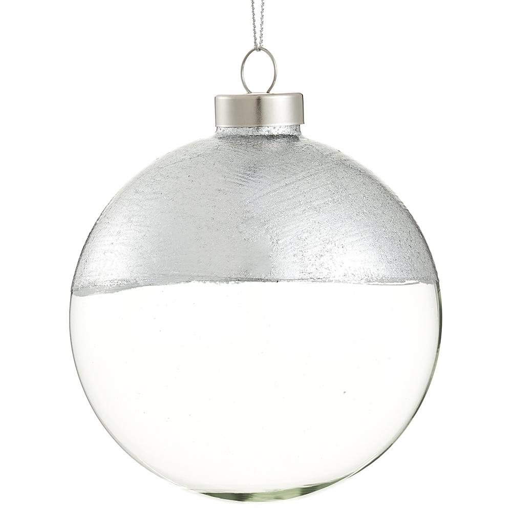 4" Glass Ball, Clear with Silver