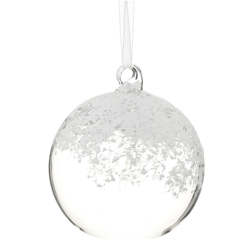 4" Snowed Glass Ball