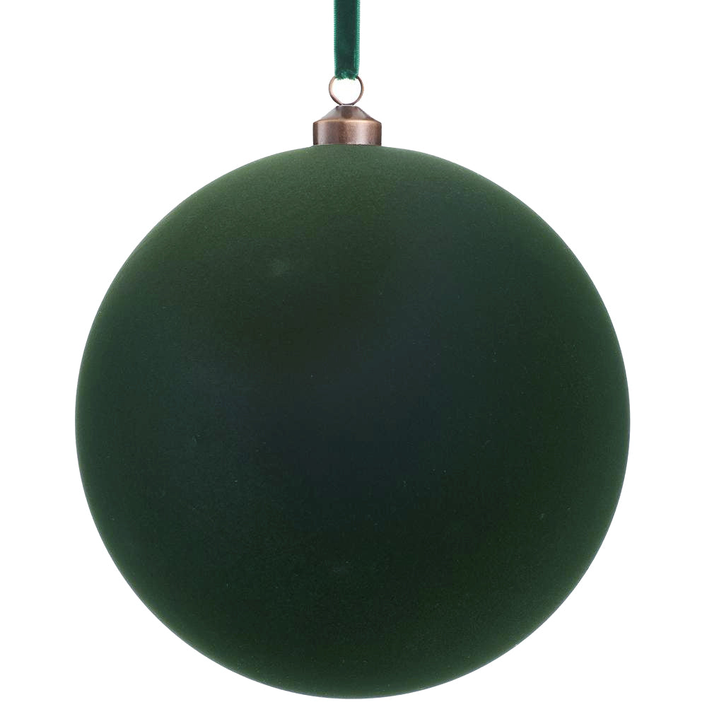 8" Flocked Green Ball Ornament