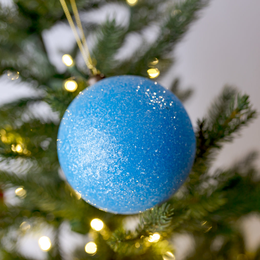 4" Blue Glitter Plastic Ball Ornament