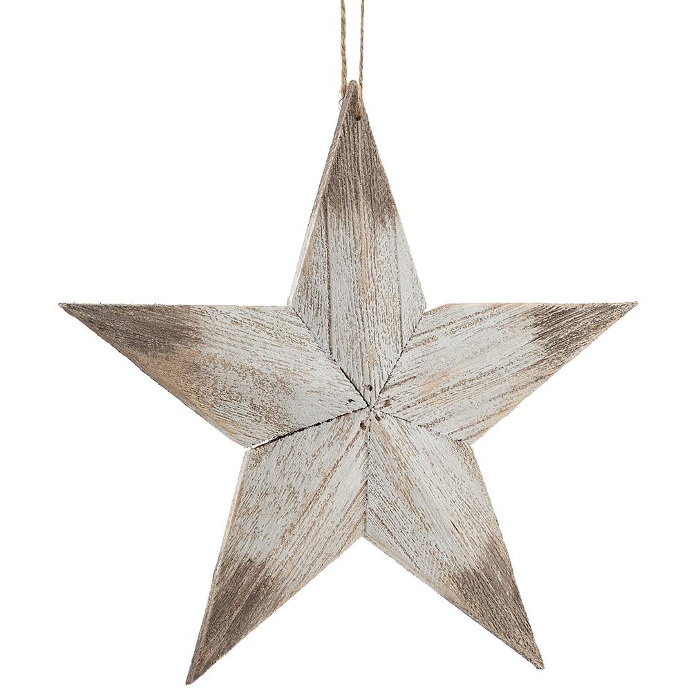 10" Whitewash Wood Star