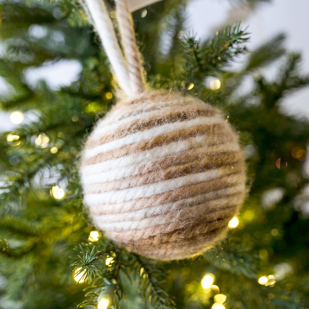 4" Yarn Rope Brown Cream Ornament