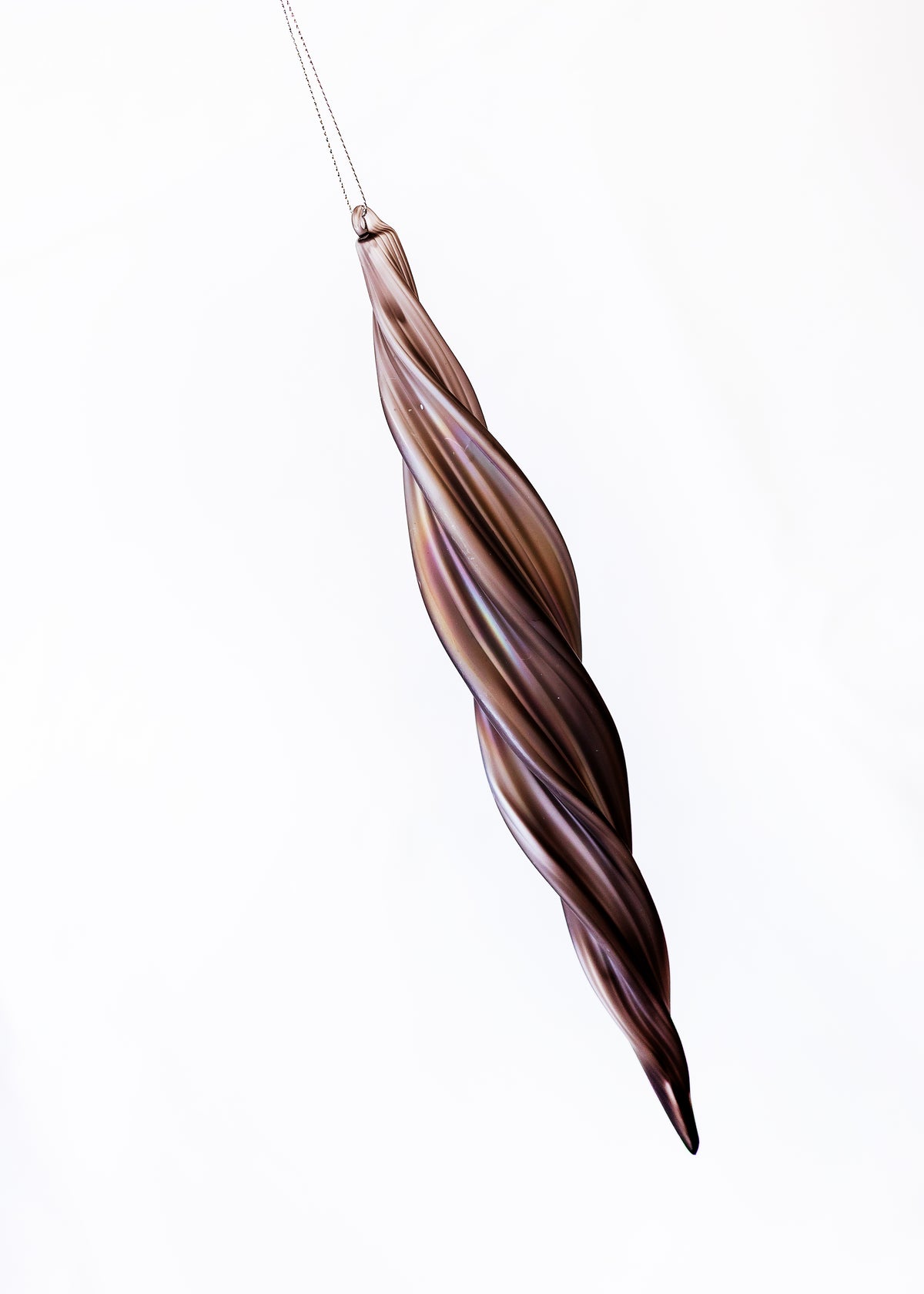 12" Irridescent Grey Icicle Glass Box of 3 (CLR)