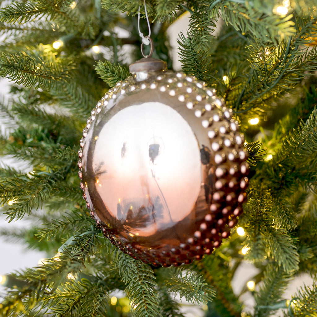 6" Round Bronze Hobnail Glass Ornament