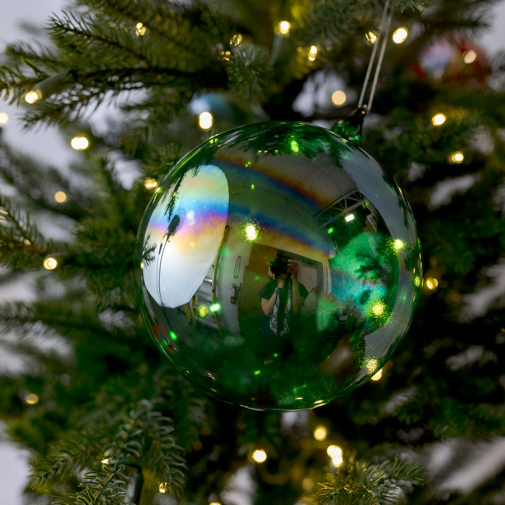 6" Aqua Green Clear Ball Ornament