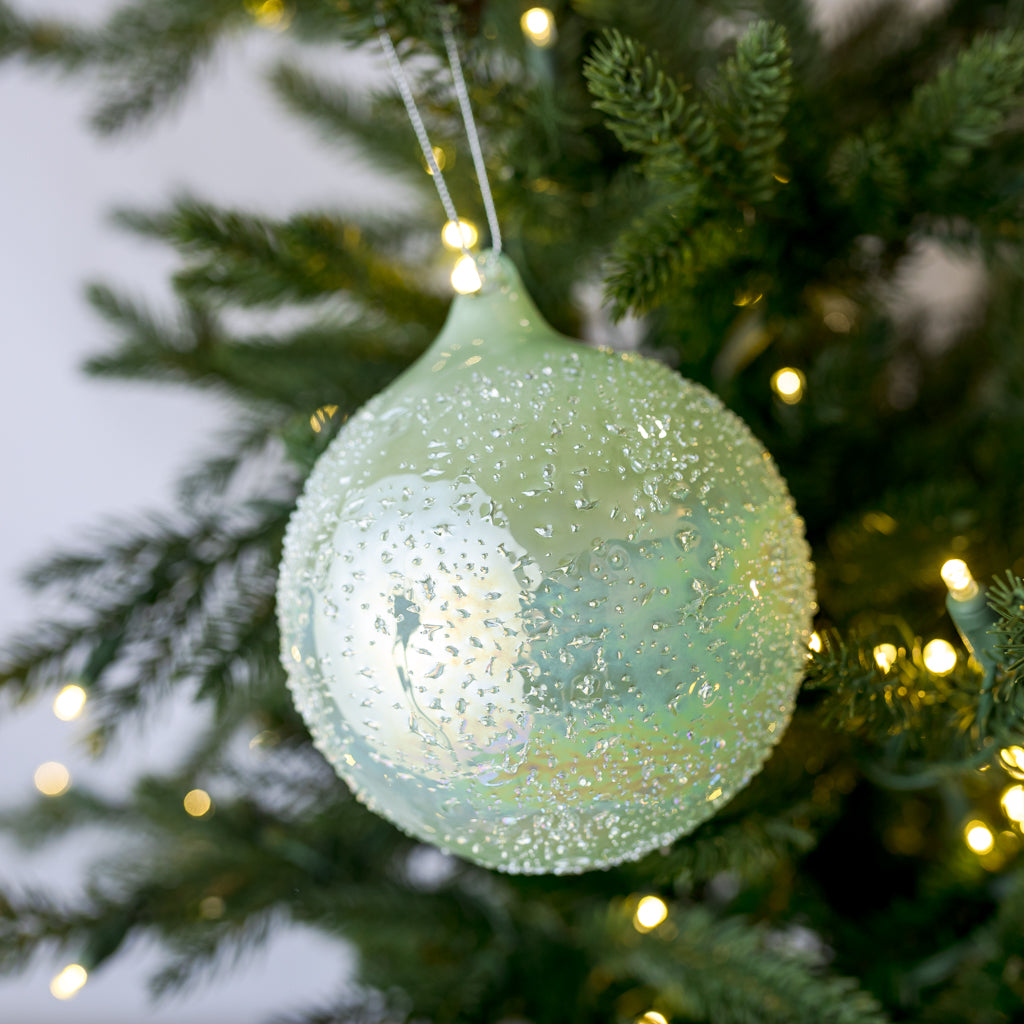 4.5" Warm Gray Textured Glass Ornament