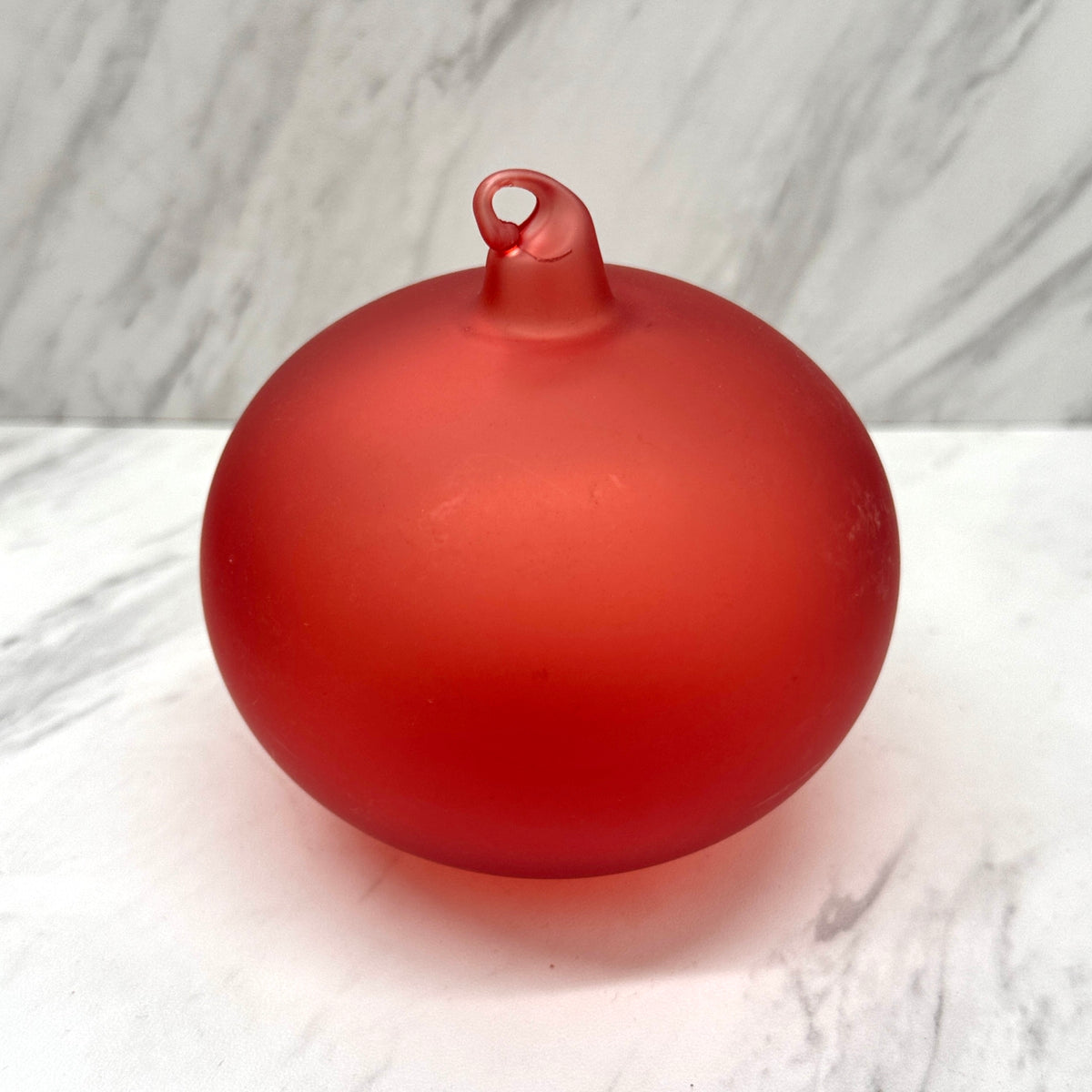 4" Frosted Oval Red Glass Ornament