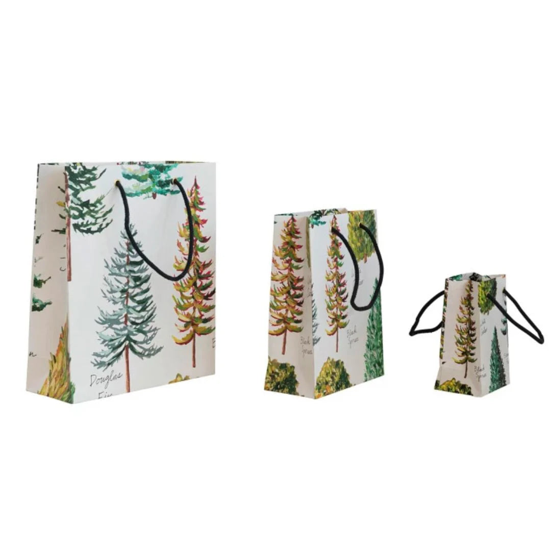 Evergreen Holiday Paper Gift Bag set of 3